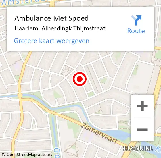 Locatie op kaart van de 112 melding: Ambulance Met Spoed Naar Haarlem, Alberdingk Thijmstraat op 1 januari 2018 15:07