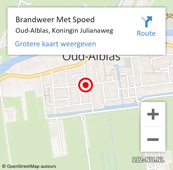 Locatie op kaart van de 112 melding: Brandweer Met Spoed Naar Oud-Alblas, Koningin Wilhelminalaan op 1 januari 2018 15:21