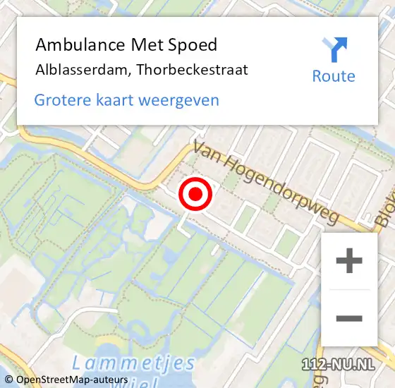 Locatie op kaart van de 112 melding: Ambulance Met Spoed Naar Alblasserdam, Thorbeckestraat op 1 januari 2018 15:28