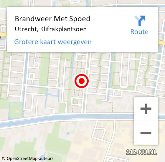 Locatie op kaart van de 112 melding: Brandweer Met Spoed Naar Utrecht, Klifrakplantsoen op 1 januari 2018 15:32