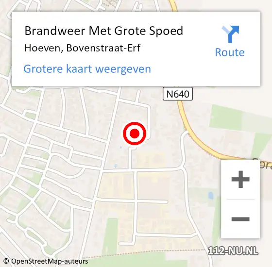 Locatie op kaart van de 112 melding: Brandweer Met Grote Spoed Naar Hoeven, Bovenstraat-Erf op 1 januari 2018 16:35