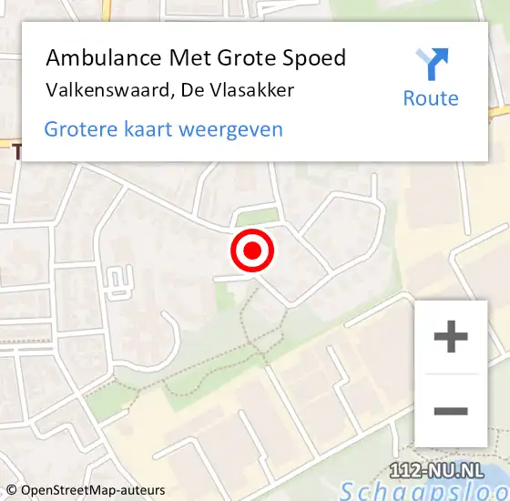 Locatie op kaart van de 112 melding: Ambulance Met Grote Spoed Naar Valkenswaard, De Vlasakker op 1 januari 2018 16:44