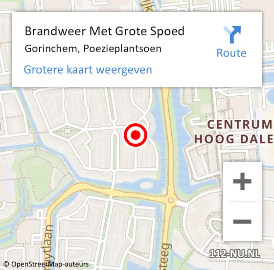 Locatie op kaart van de 112 melding: Brandweer Met Grote Spoed Naar Gorinchem, Poezieplantsoen op 1 januari 2018 17:31