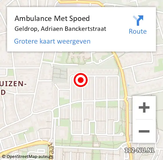 Locatie op kaart van de 112 melding: Ambulance Met Spoed Naar Geldrop, Adriaen Banckertstraat op 1 januari 2018 17:41