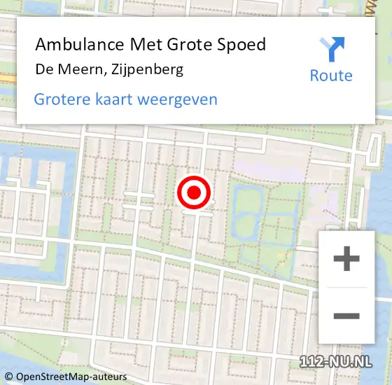 Locatie op kaart van de 112 melding: Ambulance Met Grote Spoed Naar De Meern, Zijpenberg op 1 januari 2018 17:47