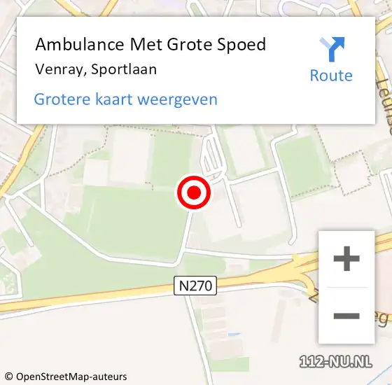 Locatie op kaart van de 112 melding: Ambulance Met Grote Spoed Naar Venray, Sportlaan op 1 januari 2018 18:47