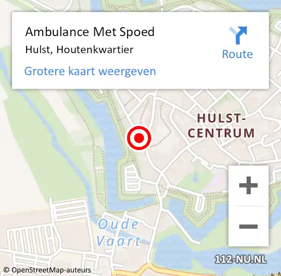 Locatie op kaart van de 112 melding: Ambulance Met Spoed Naar Hulst, Houtenkwartier op 1 januari 2018 19:28