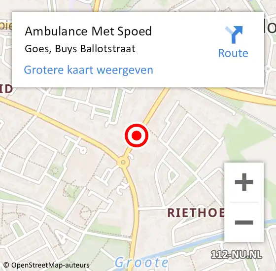 Locatie op kaart van de 112 melding: Ambulance Met Spoed Naar Goes, Buys Ballotstraat op 1 januari 2018 19:43