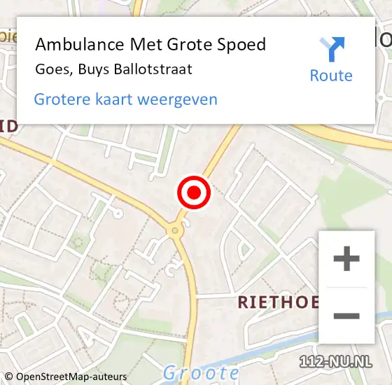 Locatie op kaart van de 112 melding: Ambulance Met Grote Spoed Naar Goes, Buys Ballotstraat op 1 januari 2018 19:43