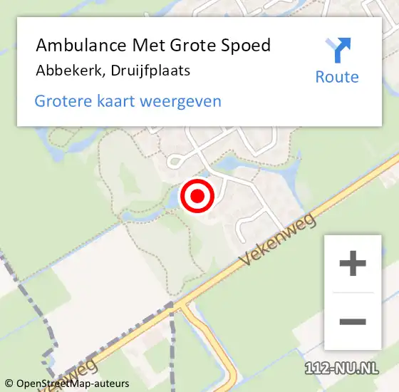 Locatie op kaart van de 112 melding: Ambulance Met Grote Spoed Naar Abbekerk, Druijfplaats op 1 januari 2018 19:49