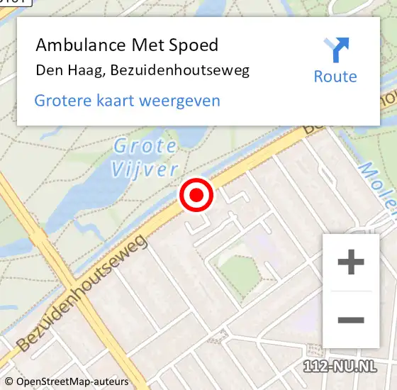 Locatie op kaart van de 112 melding: Ambulance Met Spoed Naar Den Haag, Bezuidenhoutseweg op 1 januari 2018 20:30