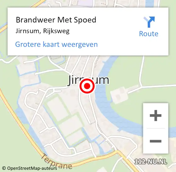 Locatie op kaart van de 112 melding: Brandweer Met Spoed Naar Jirnsum, Rijksweg op 1 januari 2018 20:55