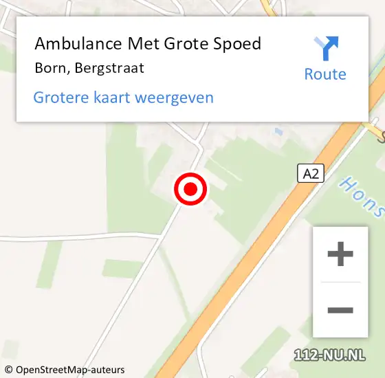 Locatie op kaart van de 112 melding: Ambulance Met Grote Spoed Naar Born, Bergstraat op 11 februari 2014 19:34