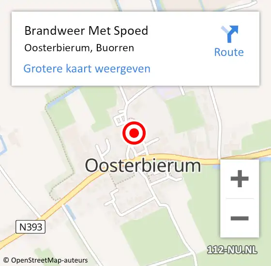 Locatie op kaart van de 112 melding: Brandweer Met Spoed Naar Oosterbierum, Buorren op 1 januari 2018 22:06