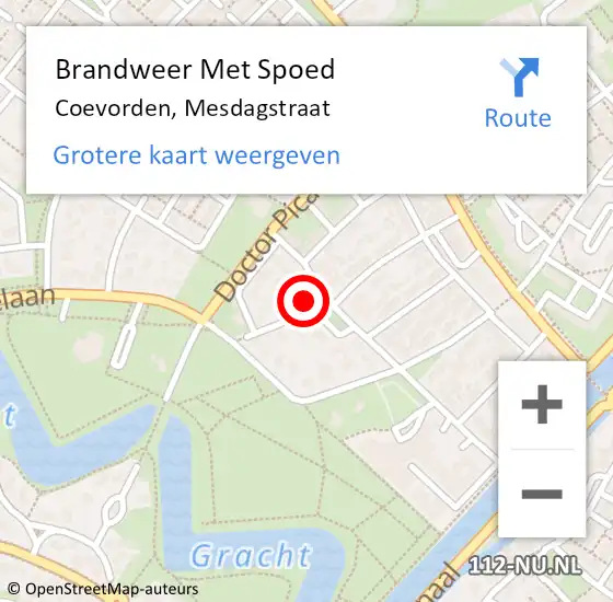 Locatie op kaart van de 112 melding: Brandweer Met Spoed Naar Coevorden, Mesdagstraat op 1 januari 2018 22:21