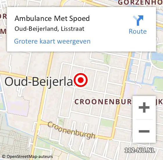 Locatie op kaart van de 112 melding: Ambulance Met Spoed Naar Oud-Beijerland, Lisstraat op 1 januari 2018 23:04