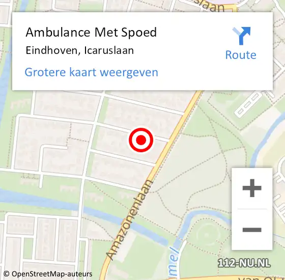 Locatie op kaart van de 112 melding: Ambulance Met Spoed Naar Eindhoven, Icaruslaan op 2 januari 2018 00:43