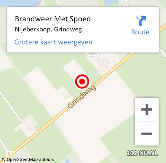 Locatie op kaart van de 112 melding: Brandweer Met Spoed Naar Nijeberkoop, Grindweg op 11 februari 2014 19:50