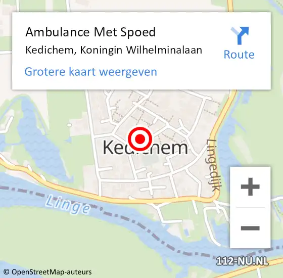 Locatie op kaart van de 112 melding: Ambulance Met Spoed Naar Kedichem, Koningin Wilhelminalaan op 2 januari 2018 00:46