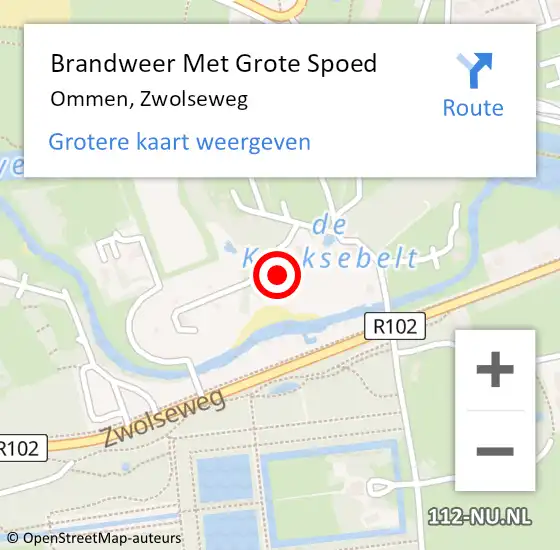 Locatie op kaart van de 112 melding: Brandweer Met Grote Spoed Naar Ommen, Zwolseweg op 2 januari 2018 00:52