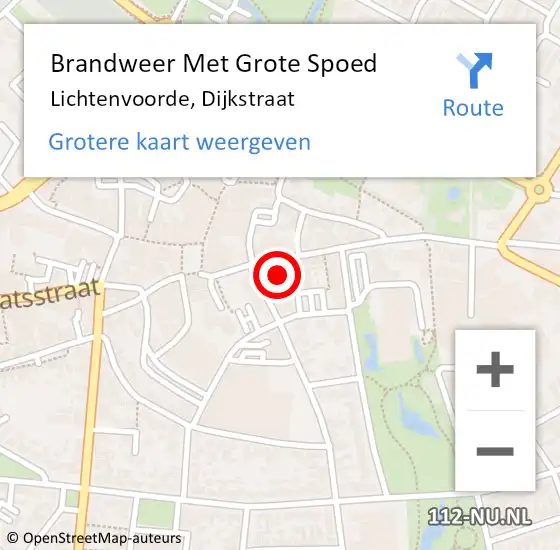 Locatie op kaart van de 112 melding: Brandweer Met Grote Spoed Naar Lichtenvoorde, Dijkstraat op 2 januari 2018 00:58