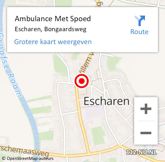 Locatie op kaart van de 112 melding: Ambulance Met Spoed Naar Escharen, Bongaardsweg op 2 januari 2018 00:59