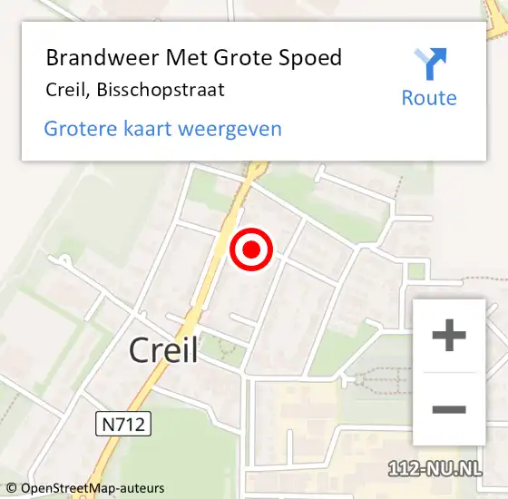 Locatie op kaart van de 112 melding: Brandweer Met Grote Spoed Naar Creil, Bisschopstraat op 11 februari 2014 19:53