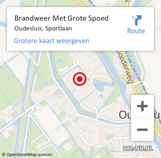 Locatie op kaart van de 112 melding: Brandweer Met Grote Spoed Naar Oudesluis, Sportlaan op 2 januari 2018 01:18