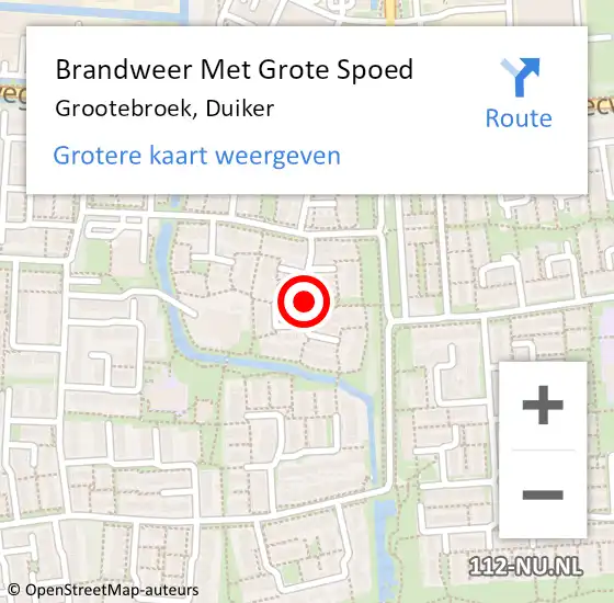 Locatie op kaart van de 112 melding: Brandweer Met Grote Spoed Naar Grootebroek, Duiker op 2 januari 2018 02:01