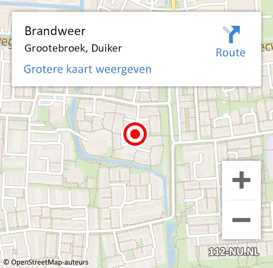 Locatie op kaart van de 112 melding: Brandweer Grootebroek, Duiker op 2 januari 2018 02:03