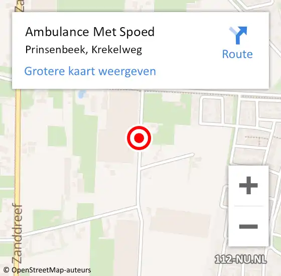 Locatie op kaart van de 112 melding: Ambulance Met Spoed Naar Prinsenbeek, Krekelweg op 2 januari 2018 02:08