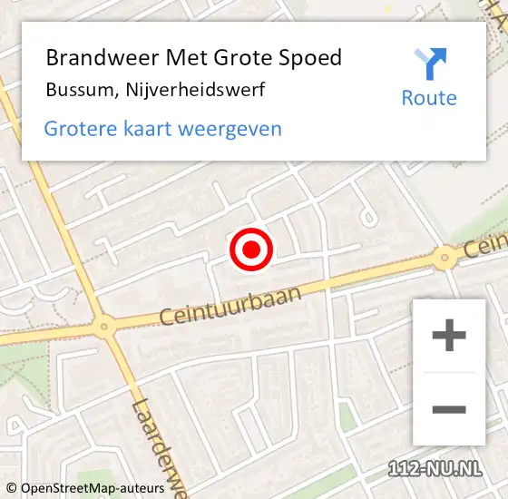 Locatie op kaart van de 112 melding: Brandweer Met Grote Spoed Naar Bussum, Nijverheidswerf op 2 januari 2018 02:14