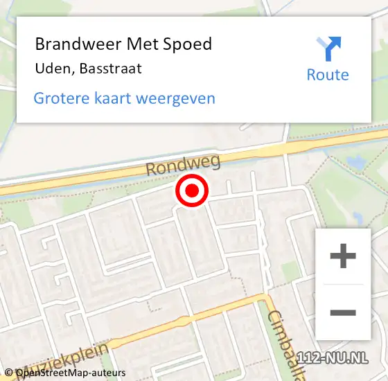 Locatie op kaart van de 112 melding: Brandweer Met Spoed Naar Uden, Basstraat op 2 januari 2018 02:24