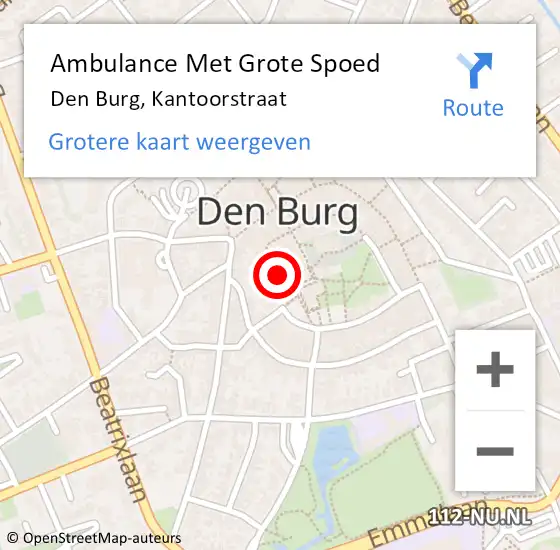 Locatie op kaart van de 112 melding: Ambulance Met Grote Spoed Naar Den Burg, Kantoorstraat op 2 januari 2018 03:16