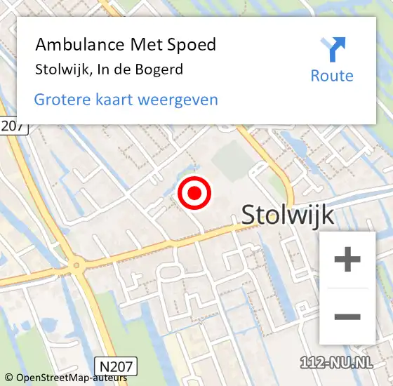 Locatie op kaart van de 112 melding: Ambulance Met Spoed Naar Stolwijk, In de Bogerd op 2 januari 2018 03:37