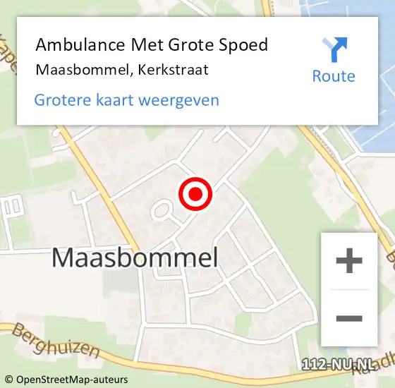 Locatie op kaart van de 112 melding: Ambulance Met Grote Spoed Naar Maasbommel, Kerkstraat op 2 januari 2018 04:03