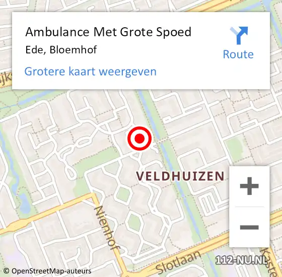 Locatie op kaart van de 112 melding: Ambulance Met Grote Spoed Naar Ede, Bloemhof op 2 januari 2018 04:10