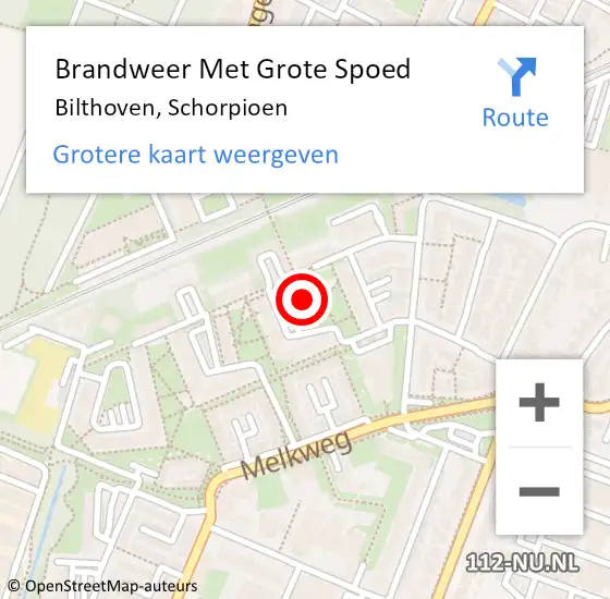 Locatie op kaart van de 112 melding: Brandweer Met Grote Spoed Naar Bilthoven, Schorpioen op 2 januari 2018 04:40