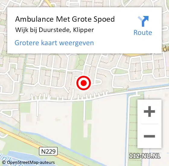 Locatie op kaart van de 112 melding: Ambulance Met Grote Spoed Naar Wijk bij Duurstede, Klipper op 2 januari 2018 04:58