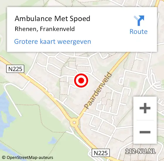 Locatie op kaart van de 112 melding: Ambulance Met Spoed Naar Rhenen, Frankenveld op 2 januari 2018 07:49