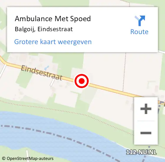 Locatie op kaart van de 112 melding: Ambulance Met Spoed Naar Balgoij, Eindsestraat op 2 januari 2018 08:48