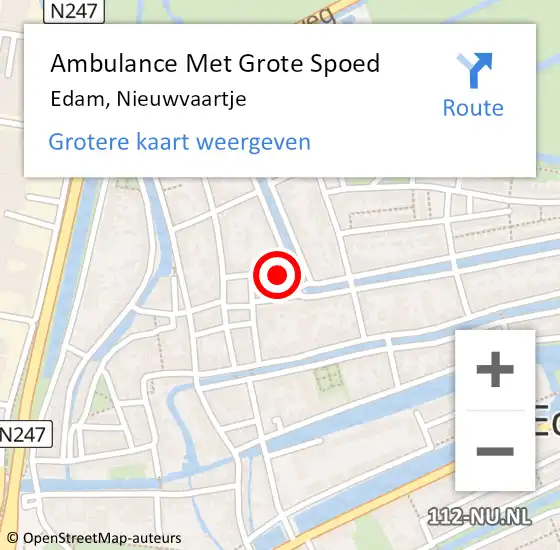 Locatie op kaart van de 112 melding: Ambulance Met Grote Spoed Naar Edam, Nieuwvaartje op 2 januari 2018 09:34