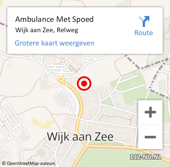 Locatie op kaart van de 112 melding: Ambulance Met Spoed Naar Wijk aan Zee, Relweg op 2 januari 2018 09:36