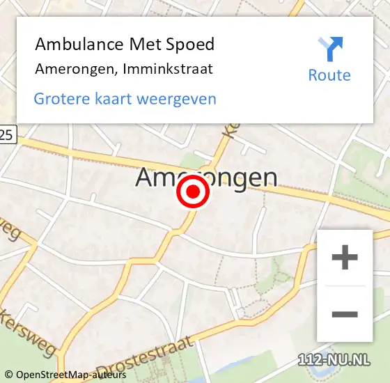 Locatie op kaart van de 112 melding: Ambulance Met Spoed Naar Amerongen, Imminkstraat op 2 januari 2018 09:37