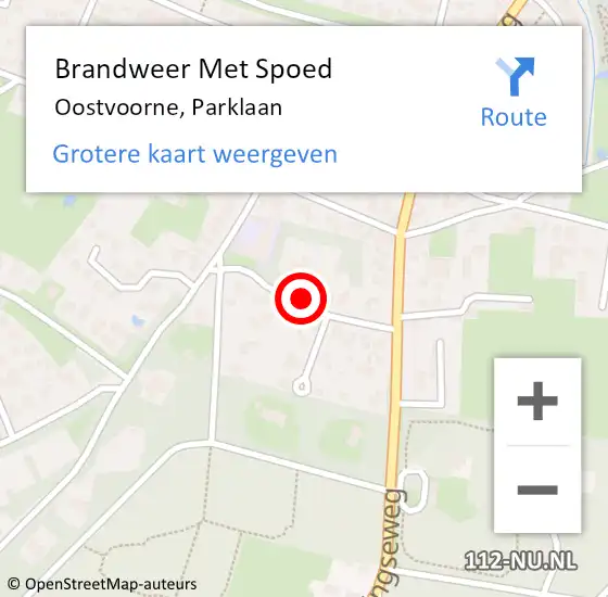 Locatie op kaart van de 112 melding: Brandweer Met Spoed Naar Oostvoorne, Parklaan op 2 januari 2018 09:41