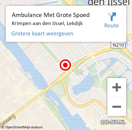 Locatie op kaart van de 112 melding: Ambulance Met Grote Spoed Naar Krimpen aan den IJssel, Lekdijk op 2 januari 2018 10:17