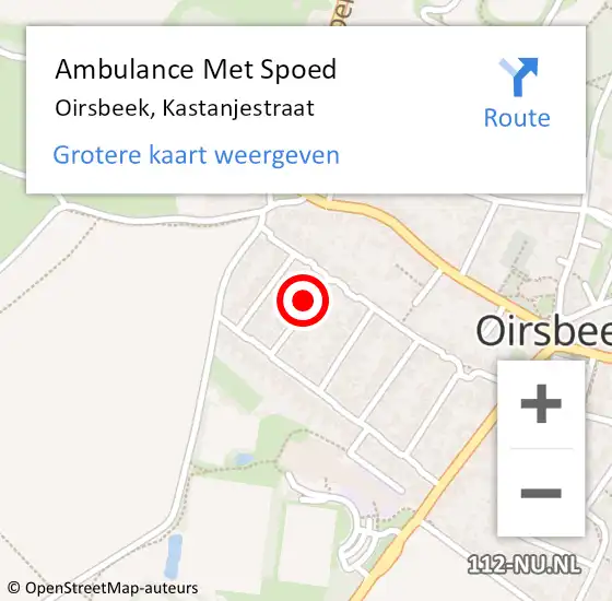 Locatie op kaart van de 112 melding: Ambulance Met Spoed Naar Oirsbeek, Kastanjestraat op 11 februari 2014 20:33