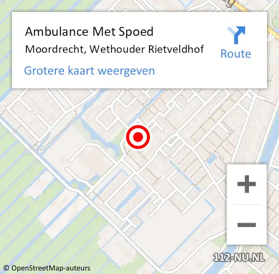 Locatie op kaart van de 112 melding: Ambulance Met Spoed Naar Moordrecht, Wethouder Rietveldhof op 2 januari 2018 10:28