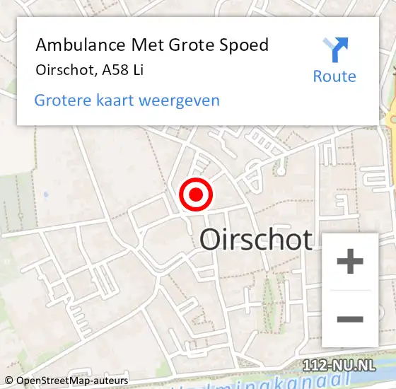 Locatie op kaart van de 112 melding: Ambulance Met Grote Spoed Naar Oirschot, A58 Li op 2 januari 2018 11:14
