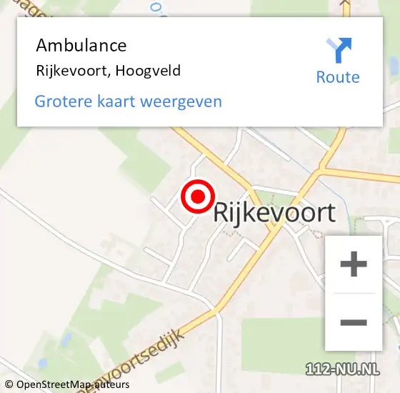 Locatie op kaart van de 112 melding: Ambulance Rijkevoort, Hoogveld op 2 januari 2018 11:23